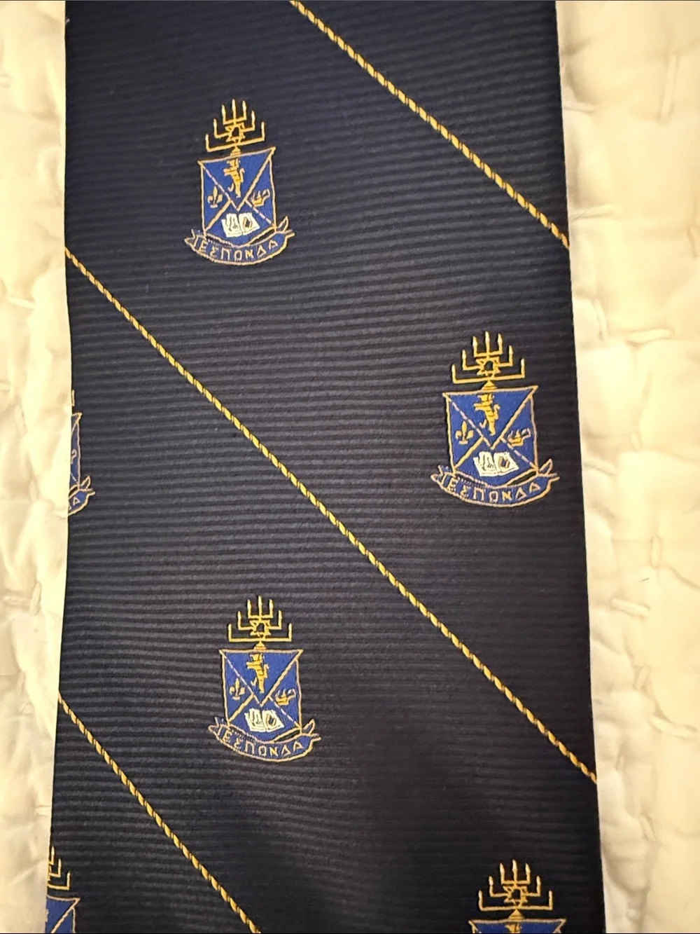 Men's Navy Crest Stripe Tie - Formal Dress Accessory
